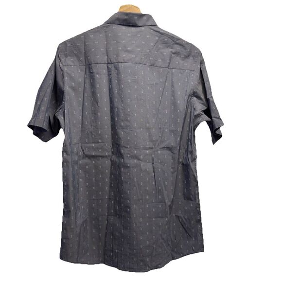 Travis Mathew NEW Mens Size M Button Front Gray Geometric Cotton/Nylon S/S Shirt - Picture 4 of 5